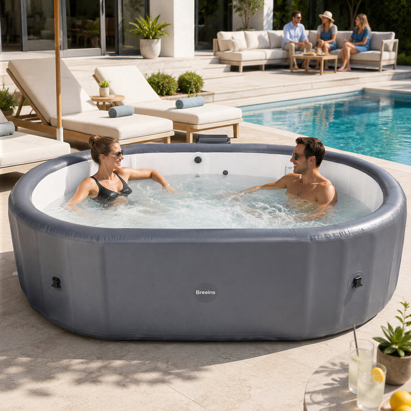 Garden Sanctuary 130 - Jet Polyvinyl Chloride (PVC) Round Standard (Hardwired) Hot Tub in Dark Grey