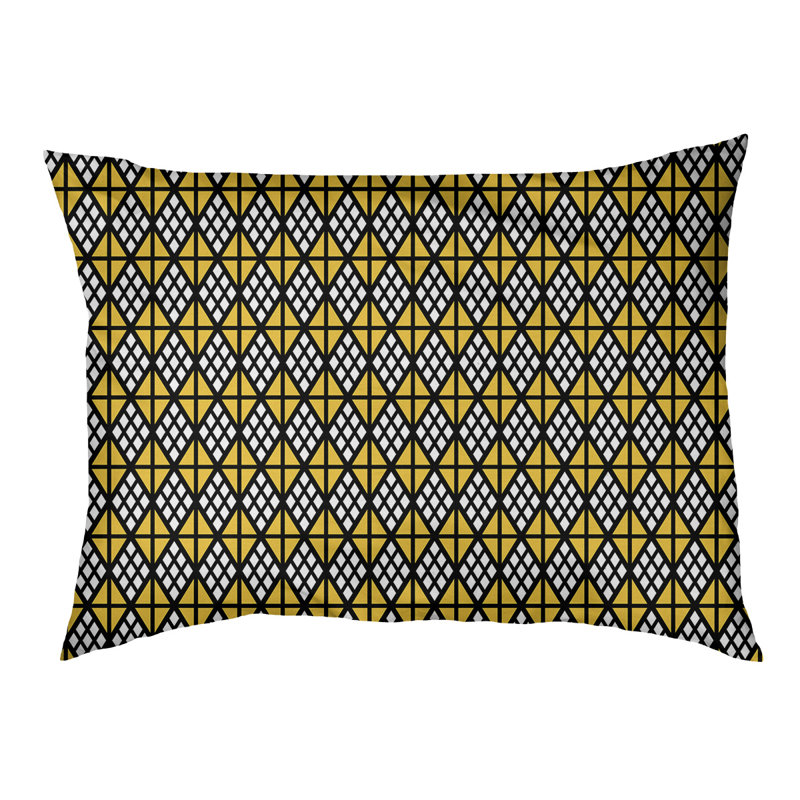 Coussin diamants Byrge, Moyen (L 29,5 po x P19,5 po x H 9,5 po), Noir / jaune clair