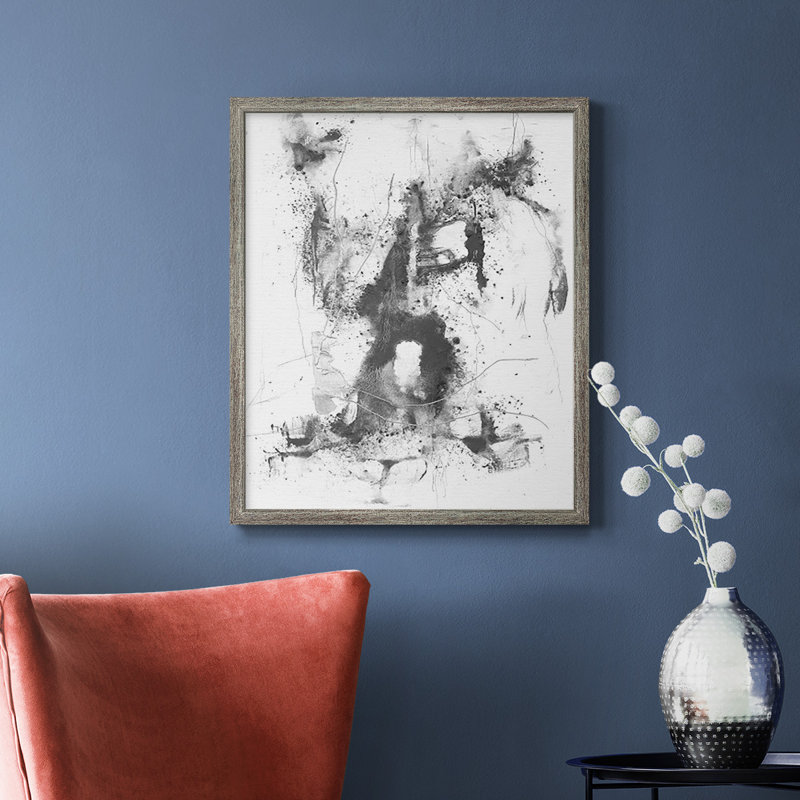 Graphite abstrait II, toile encadrée de qualité supérieure - prête à être accrochée, Gris, H 20 po x l 16 po