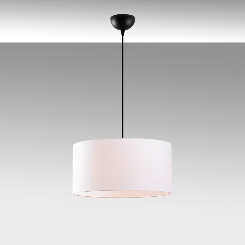 Lustre scandinave élégant, hauteur réglable 15,7 po x 15,7 po, 38 à 46,5 po | Corps en métal avec capuchon en tissu, indice de protection IP20 | Design blanc moderne, parfait pour le salon, la salle à manger et le vestibule