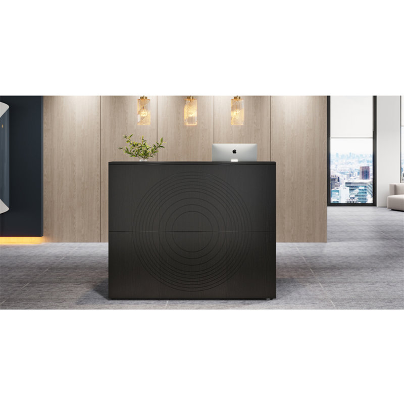 Bureau de réception 47 po noir moderne avec comptoir (sans la chaise), Noir