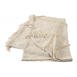 Jeté en coton tissé crème