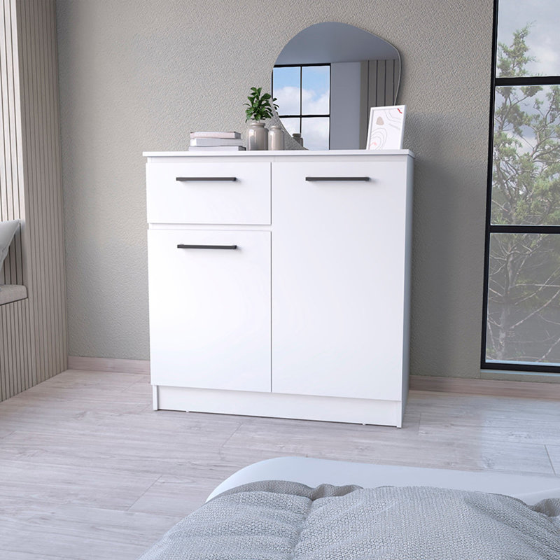 Commode 2 tiroirs Loonam, Blanc