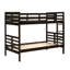 Lit simple au-dessus d'un lit superposé classique en brun foncé, artisanat en bois, garde-corps sur le dessus, accès, lattes pour les deux lits, espaces peu encombrants, capacité de 300 lb par lit, finition de couleur brune, lit superposé,-1012224139-1012224140