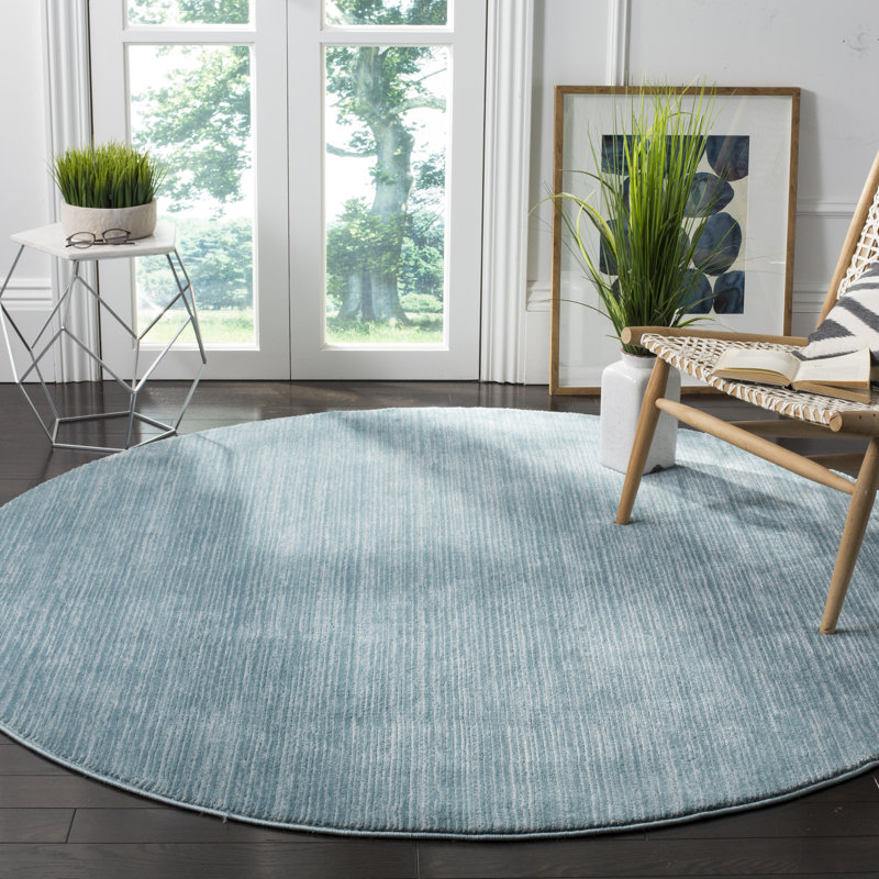 Mcevoy Aqua Area Rug, Round 8'