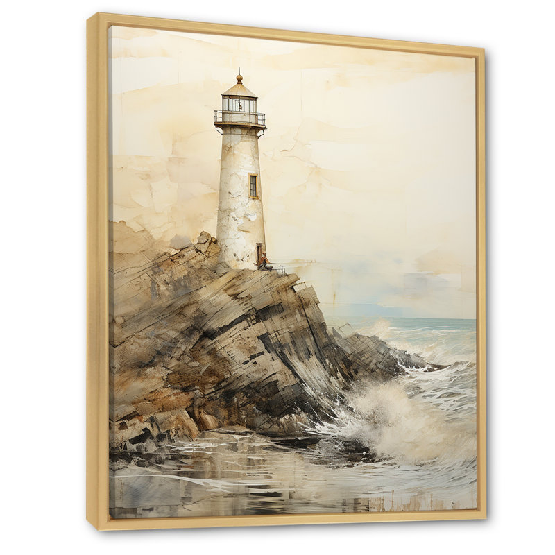 " Minimal Grey Light House I ", Natural Floater Framed, 32" H x 24" W x 1" D