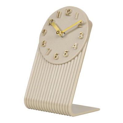 Grooves Quartz Analog Tabletop Clock, Soft White