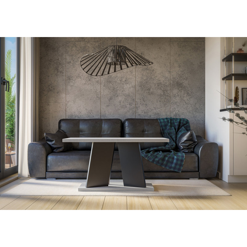 Pedestal Coffee Table with Storage, Grey/Black