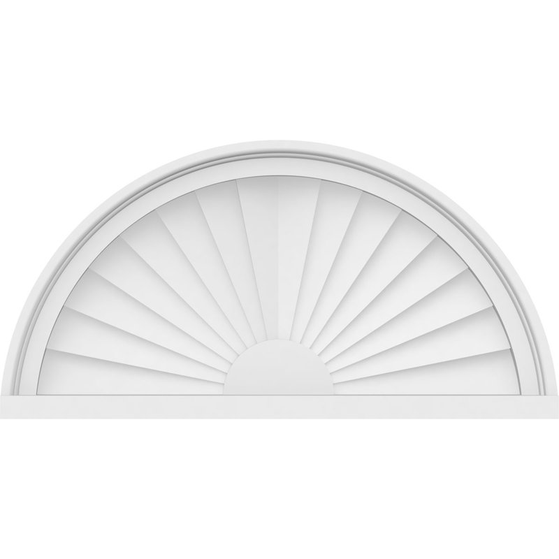 Demi-cercle à fronton en PVC de qualité architecturale Sunburst, H 12 po x l 24 po x P 2 po