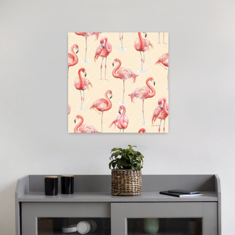 Motif gracieusement rose de flamant rose, art tropical, H 18 po x l 18 po