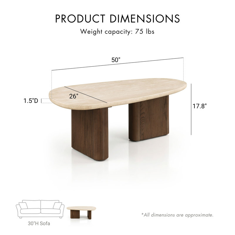 Table basse Garces, H 17,75 po x l 50 po x P 26 po