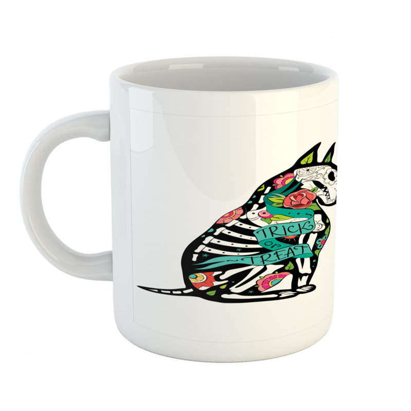 Grande tasse à café demon de fleurs squelettes
