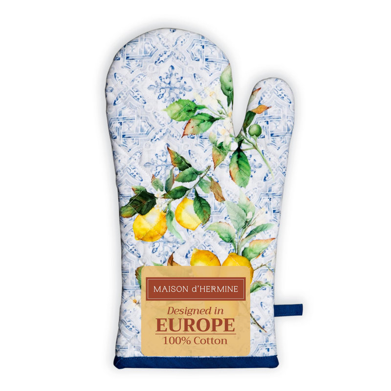 Maison d'Hermine Citrus 100% Cotton Oven Mitt - 7.5" x 13"
