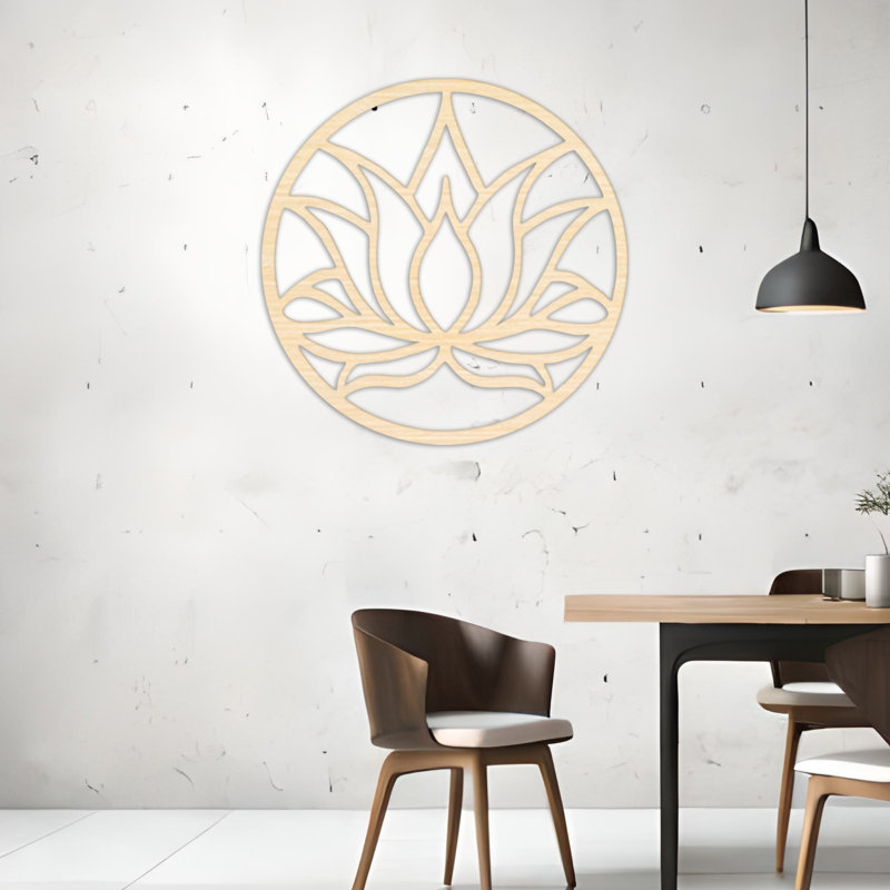 Cercle de lotus, art mural - ACM, H 46 po x l 46 po x P 0,25 po, Noir