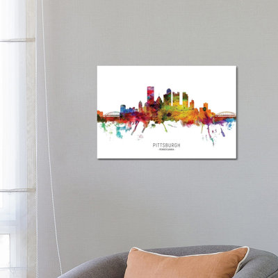 Pittsburgh Pennsy Lvania Skyline by Michael Tompsett - Wrapped Canvas Painting