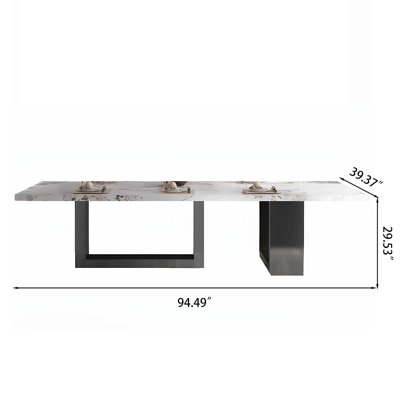 86.61"High‑End Sintered Stone Slab Long Table, Minimalist Conference Dining Negotiation Table for Office Home