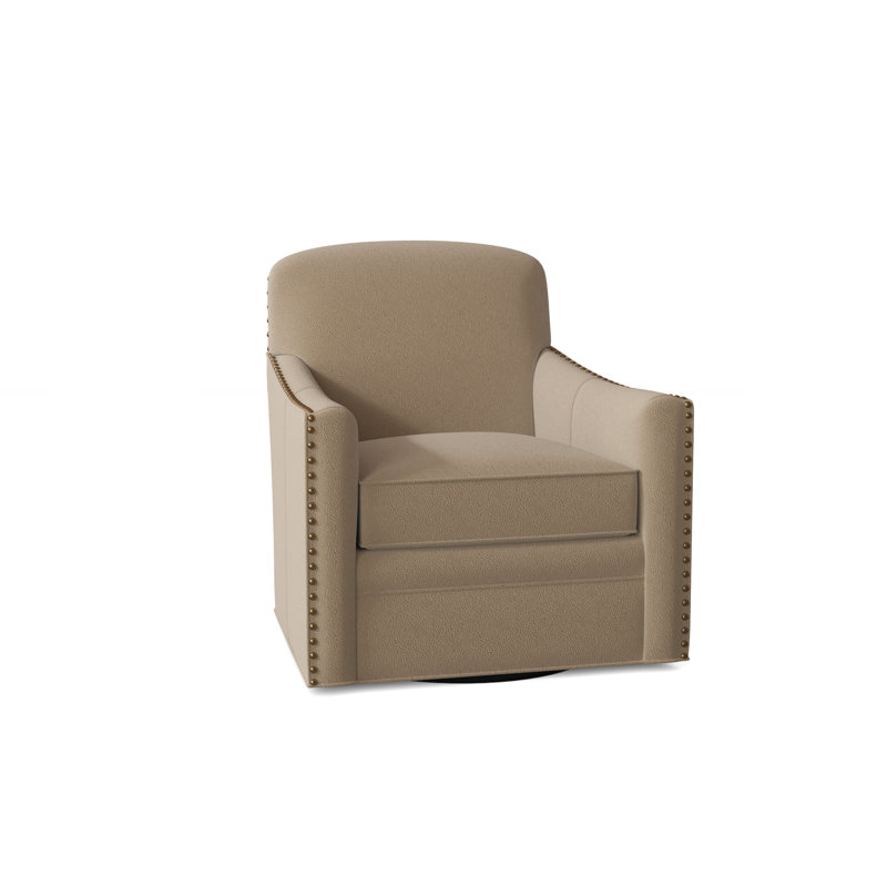 Luna Leather Swivel Armchair, Aline Fumo Genuine Leather, French Natural, Swivel - Standard
