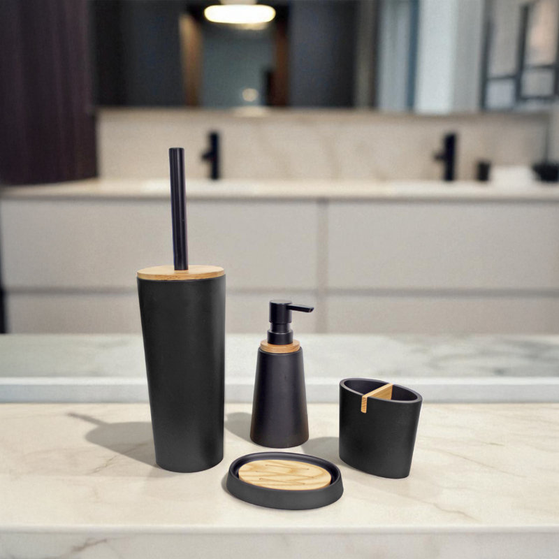 Richae Bathroom Accessory Set, Black