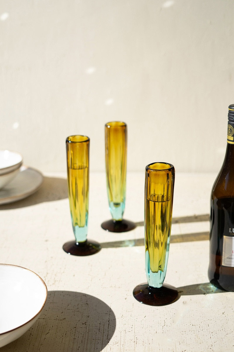 Handmade Ribbed Champagne Flute