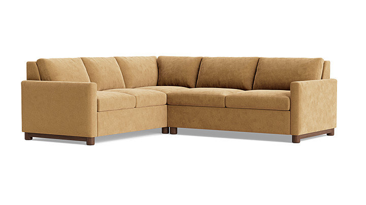 Reve Sleeper Sectional (112" x 95"), Corner On Left, Performance Velvet - Nutmeg