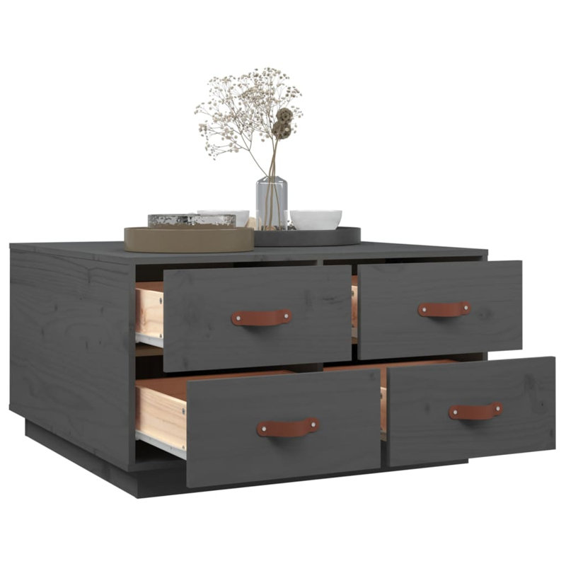Labossiere Solid Wood Solid Coffee Table with Storage, Grey