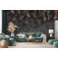 Dark Tropical Leaf Border Wallpaper in Black and Rose-2025427265