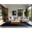 Soft Plush Feemster Halloween Modern & Contemporary Abstract Area Rug in Gray – Navy Binding-324295789