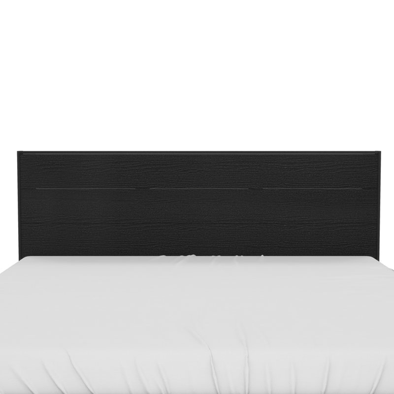 Allyannah Levison Platform Bed With Headboard, King, Black Oak