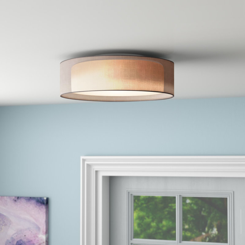 Plafonnier encastré à trois lumières DEL Jessalyn, H 5,5 po x l 16 po x P 16 po, Lin avoine