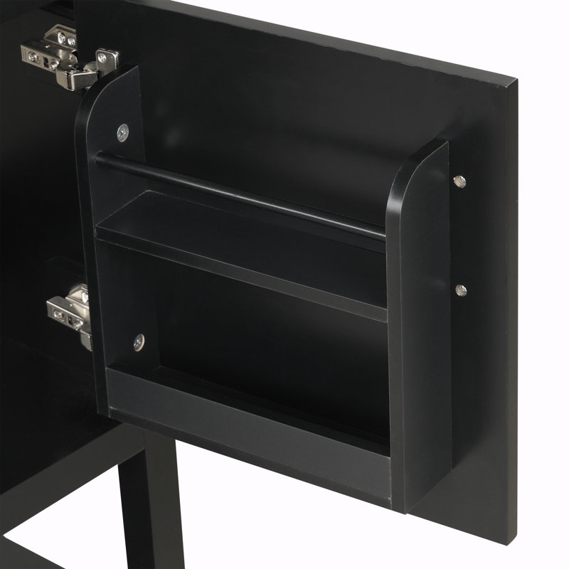 Meuble-lavabo simple avec comptoir Wilcoxen, Noir, noir, noir, noir