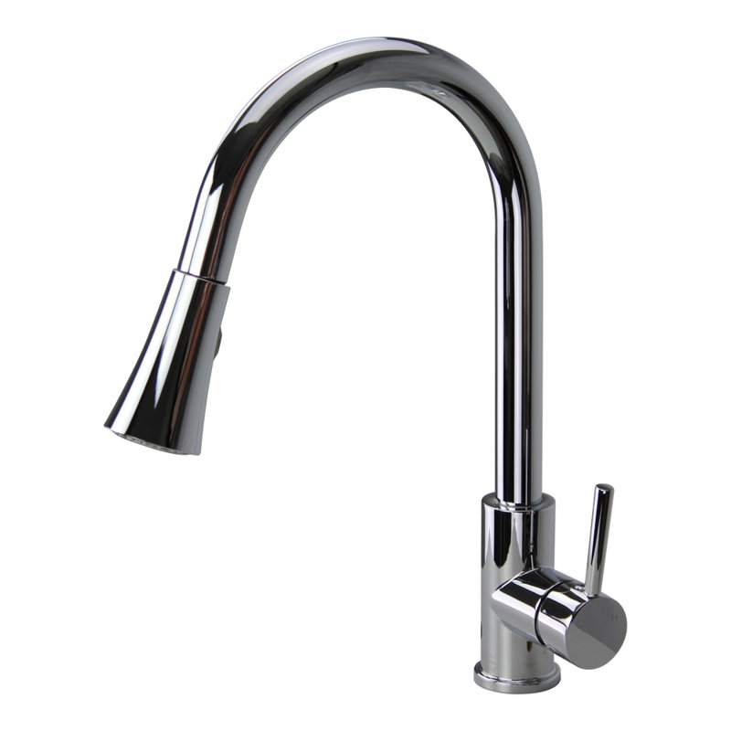 Robinet de cuisine à poignée simple pull out Holmes, Chrome poli
