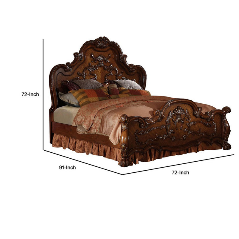 Botolph Scrolling Wood Frame, Eastern King, Cherry Oak