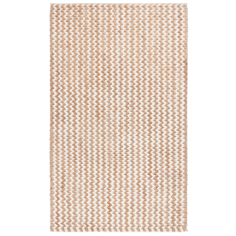 Altaira Natural Fiber Hand Loomed Jute/Wool/Cotton Chevron Rug in Natural/Ivory, Rectangle 5' x 8'
