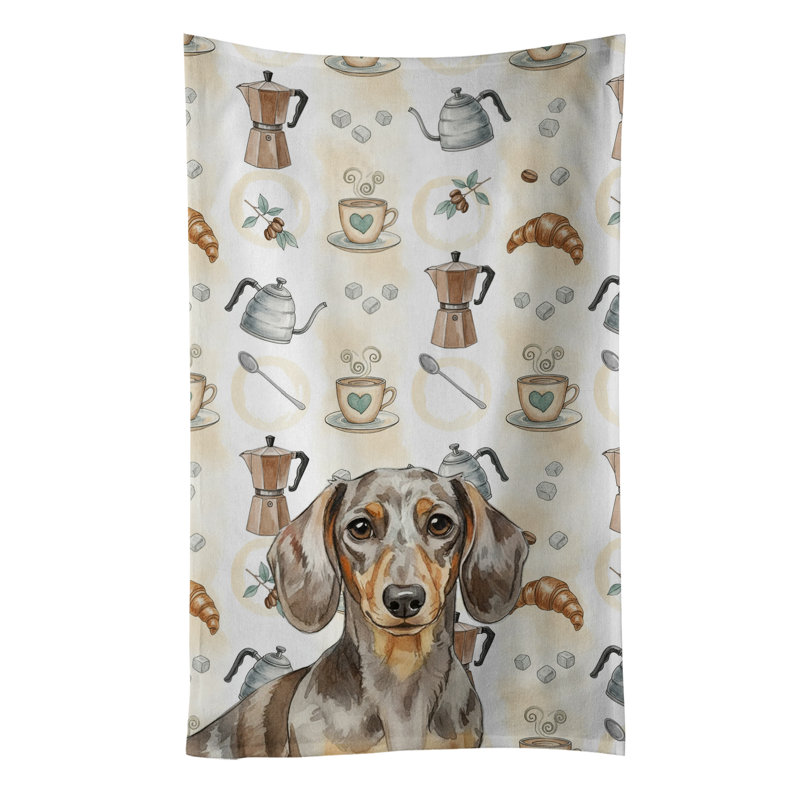 Dapple Dachshund Coffee Bar Kitchen Towel, Dapple Dachshund