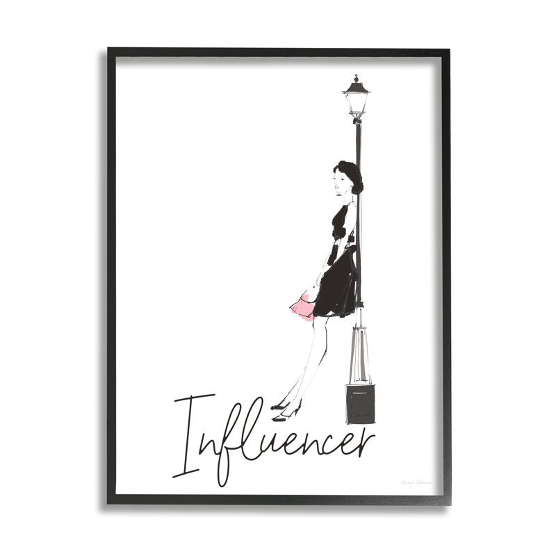 «Chic Influencer Calligraphy Woman», Giclée encadrée noir minuit, H 14 po x l 11 po x P 1,5 po