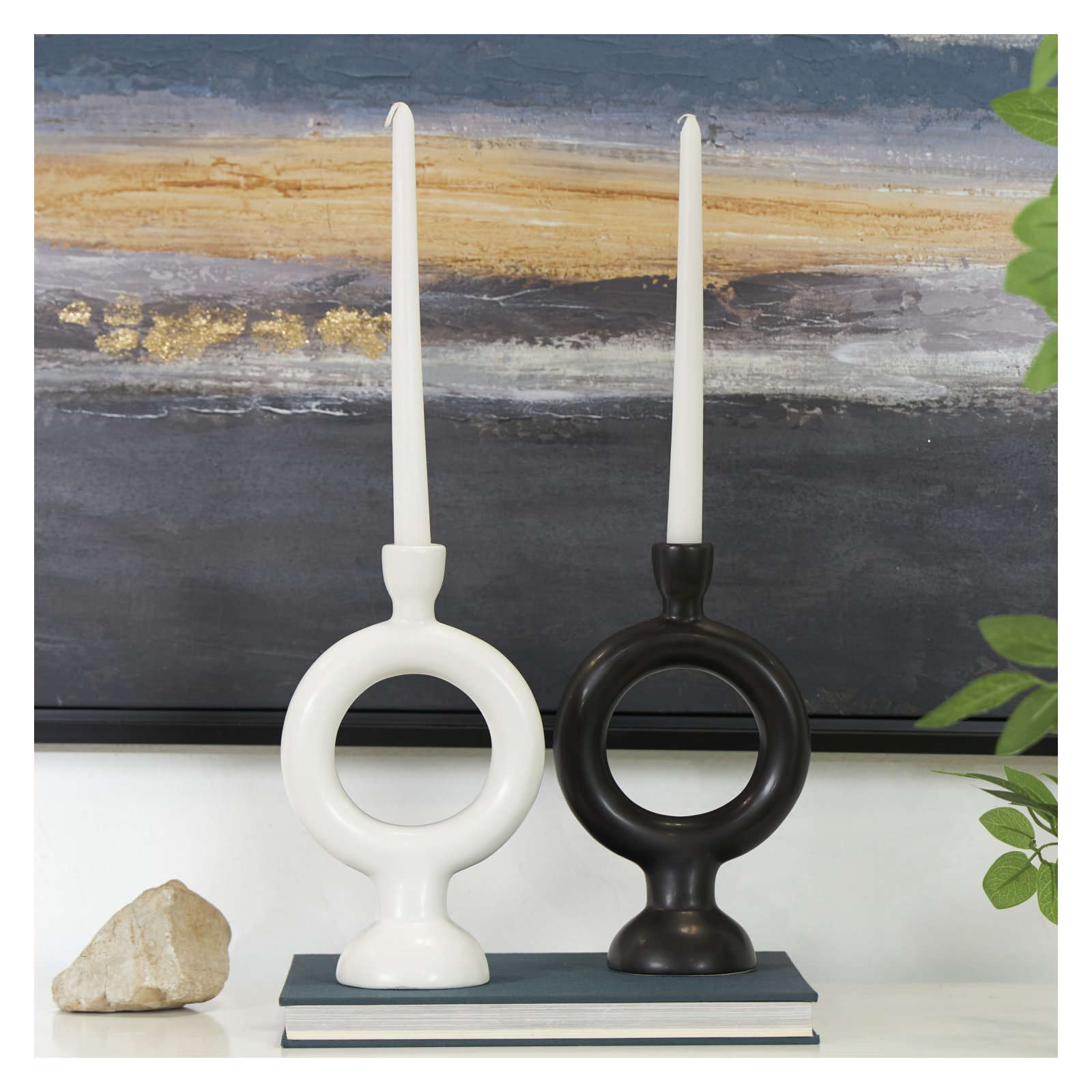 Mable 9.2" H Earthenware Candlestick