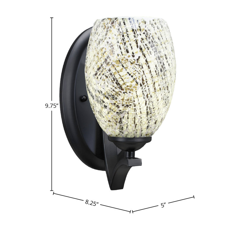 Zilo Wall Sconce Shown With 5" Natural Fusion Glass, Matte Black, Natural