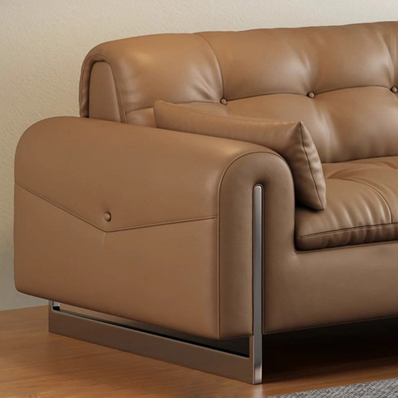 Causeuse-coussin modulaire en cuir véritable kaki, L 86,61 po