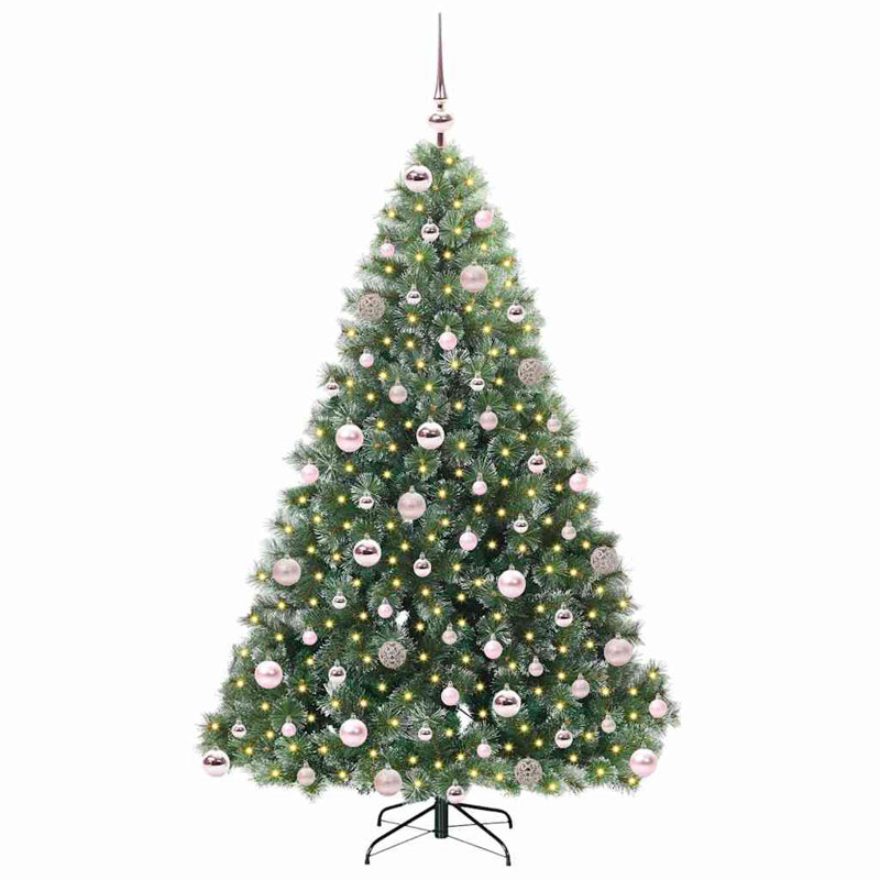  Artificial Christmas Tree with 300 LEDs Green PE and PVC, 5.91' H, Pink