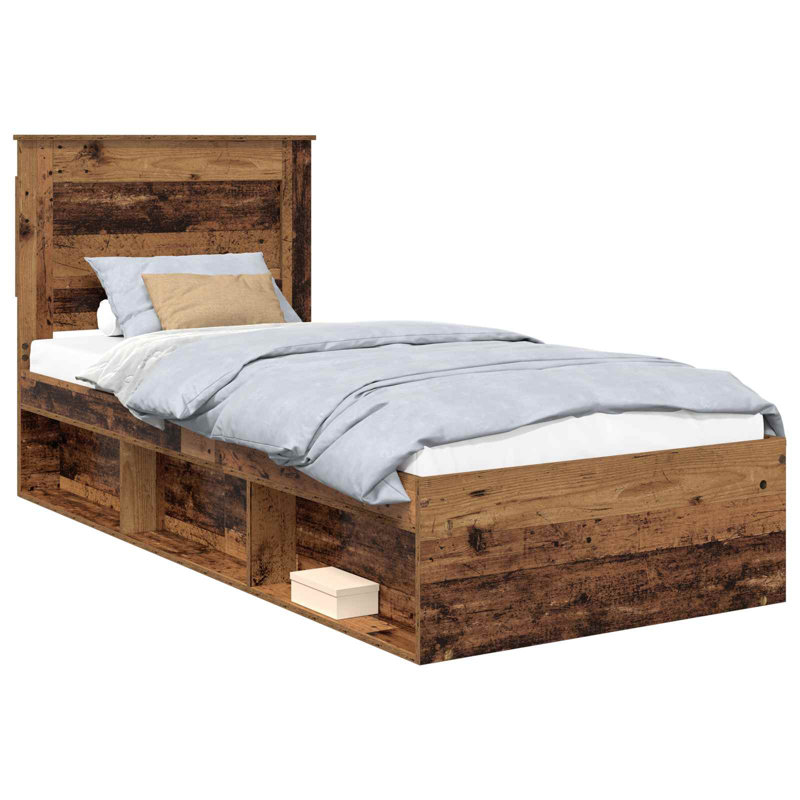 Solid Wood Bed, Old Wood, Single (3')