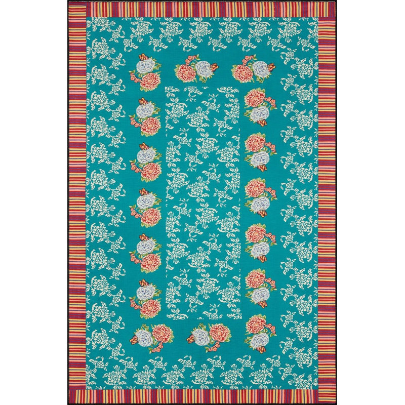 Tapis tissé à motif de fleurs Modern, Sous-tapis carré 3 pi 3 po inclus