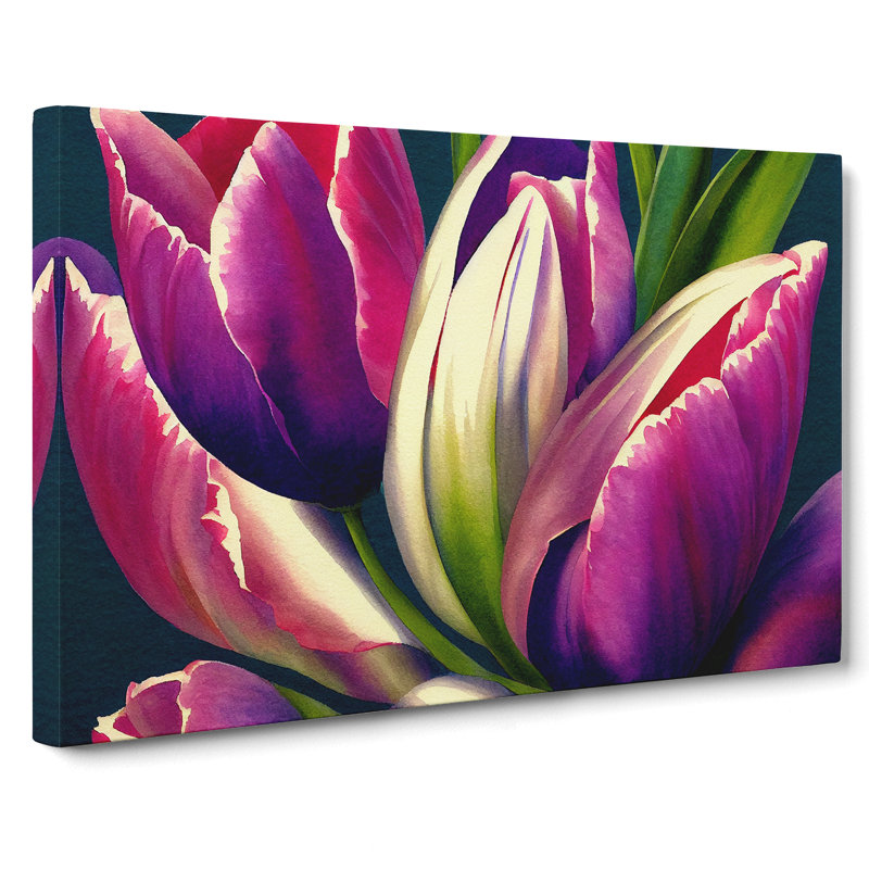 Dreamy Tulip Flowers - Wrapped Canvas, 35cm H x 50cm W