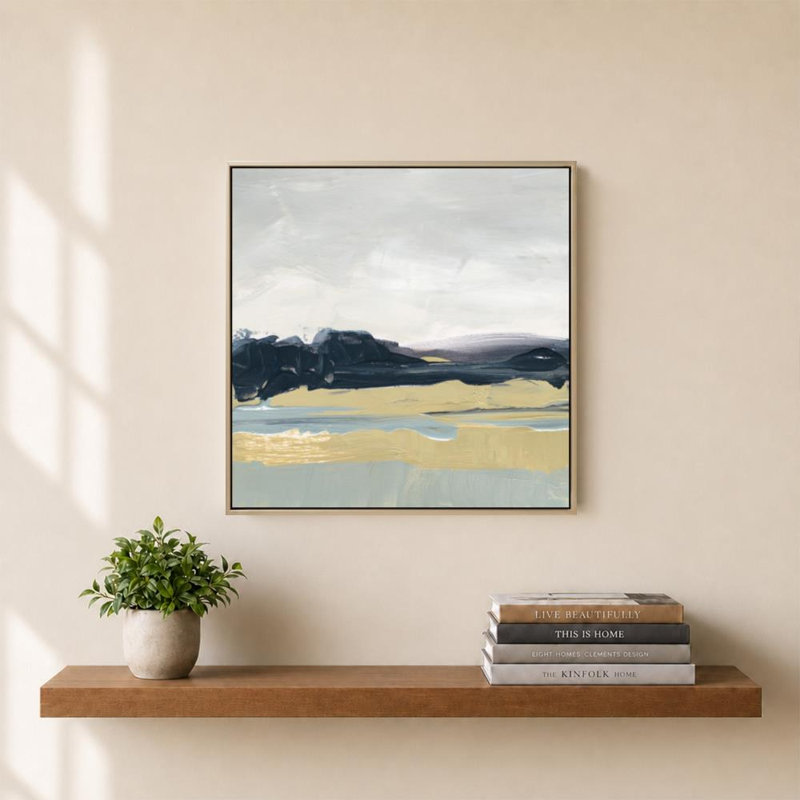 Midday Display II par Sundance Graphics - Graphisme sur toile, H 30 po x l 30 po, Cadre plat flottant, Champagne