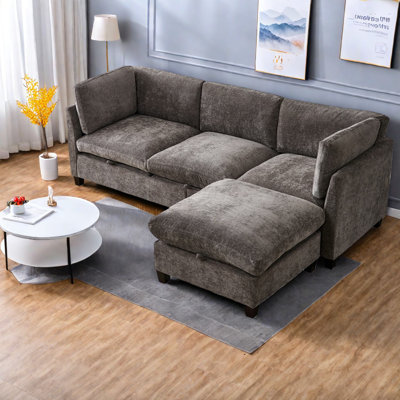 Modulaires spacieux avec rangement, revêtement en chenille de qualité supérieure, conception de salon moderne