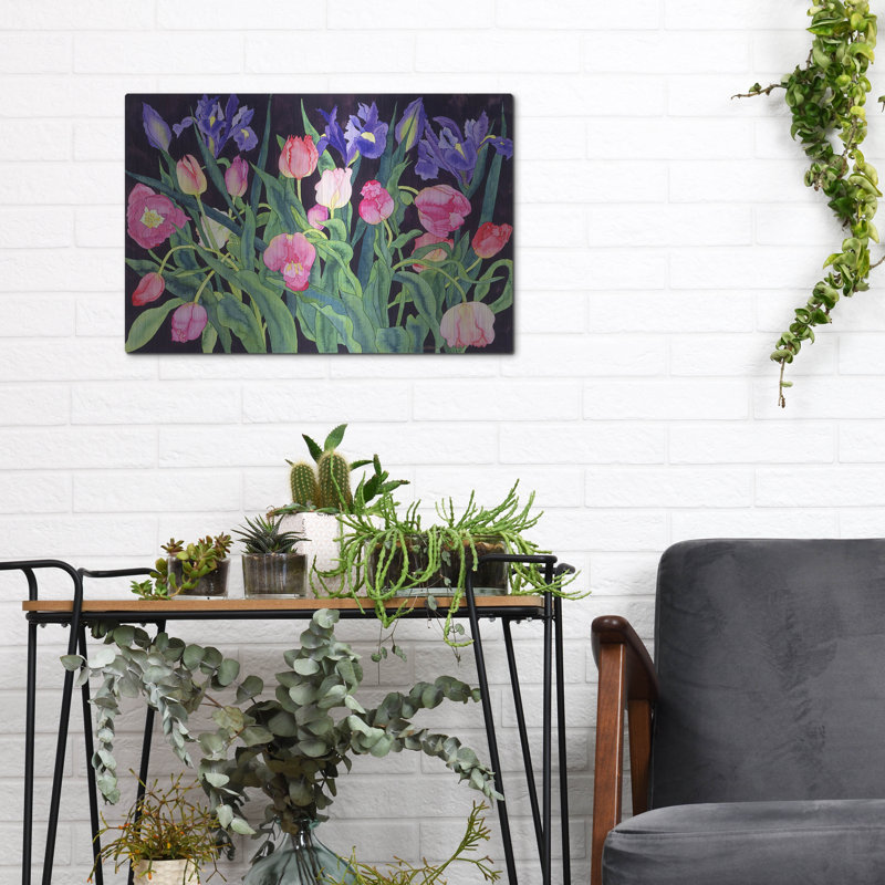"Tulipes et iris" par Carissa Luminess, H 12 po x l 16 po
