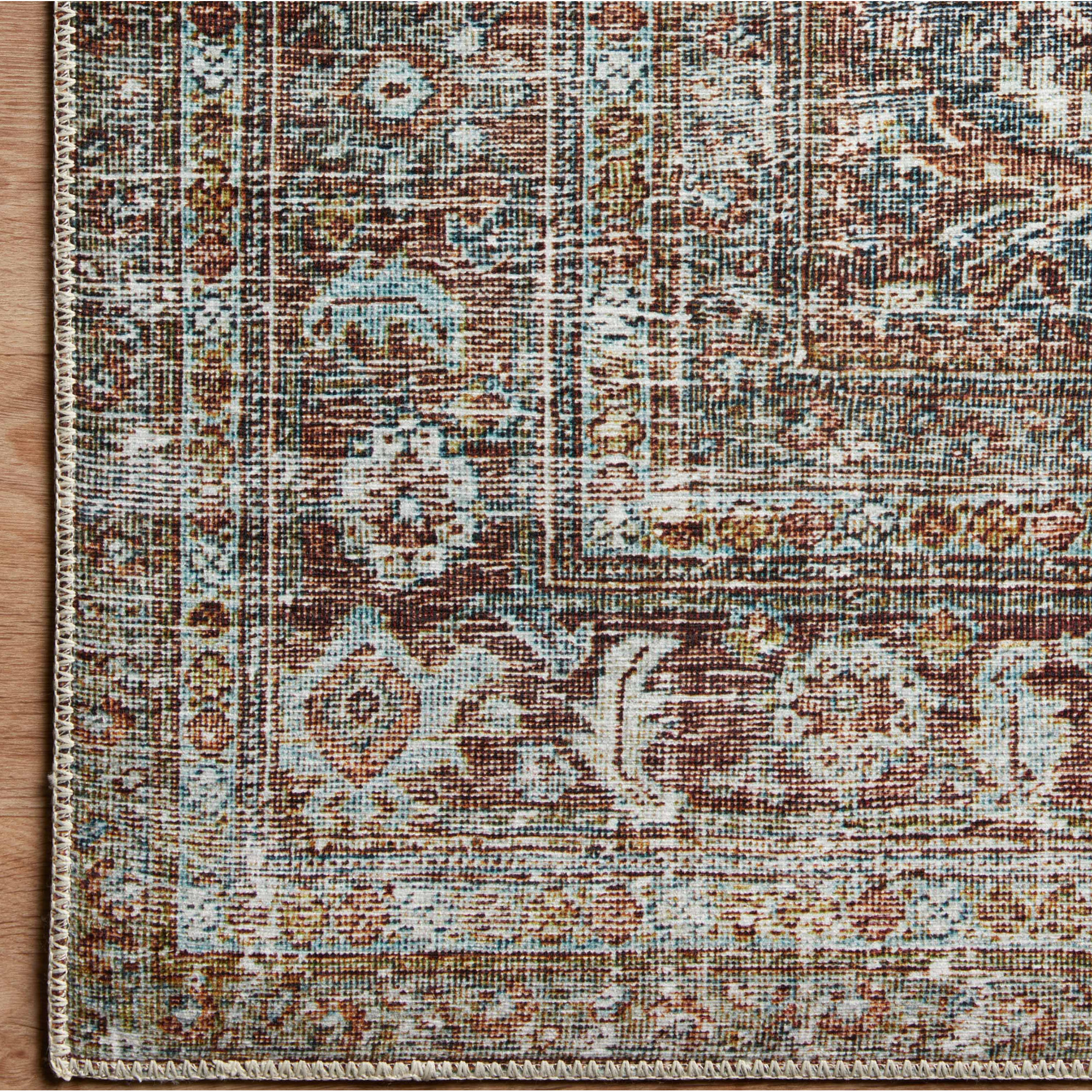Chris Loves Julia x Loloi Jules Oriental Lagoon/Brick Area Rug, Runner 2'6" x 9'6"