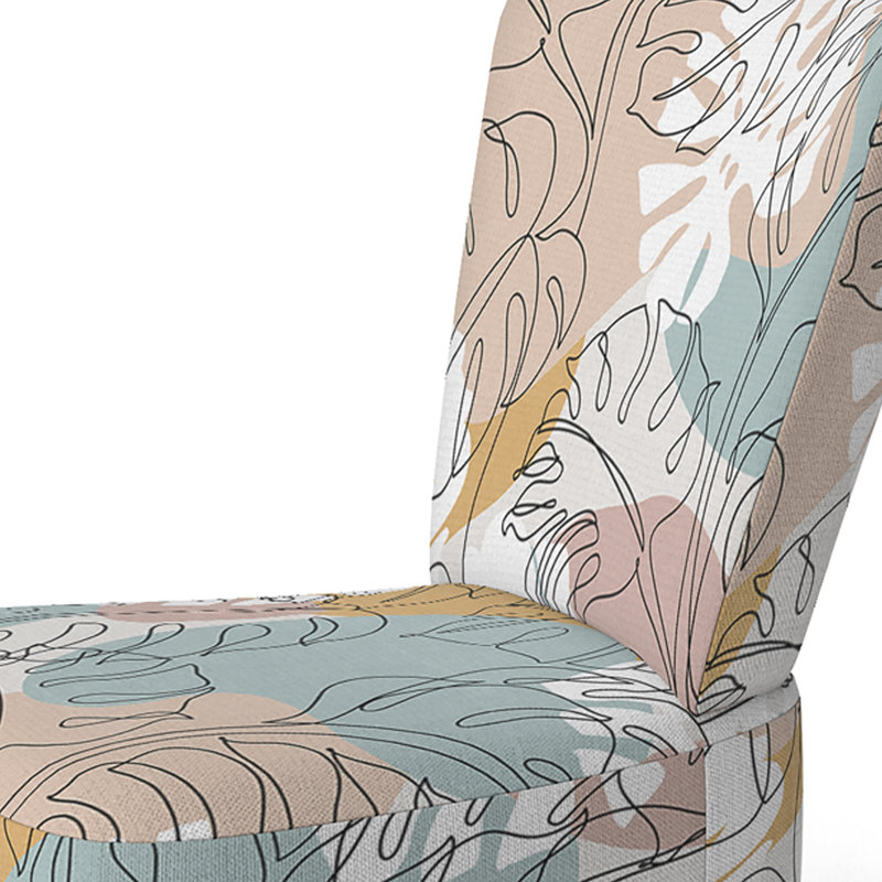 Accent Chair, Beige Floral Pattern Upholstered Decor - Beige Floral Pattern II, Brown/Green/Purple