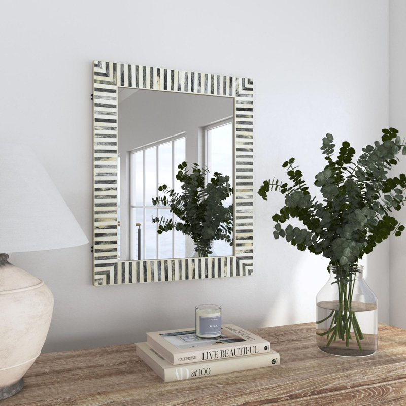 Demson Bone Rectangle Mirror, Gray