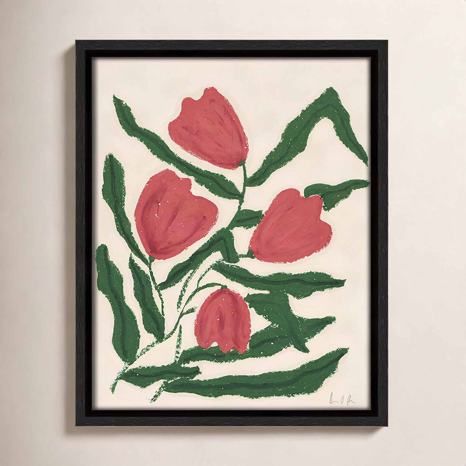 Colette "Red Tulips" Print by Camilla Bergqvist, 11.5" H x 9.5" W, Espresso
