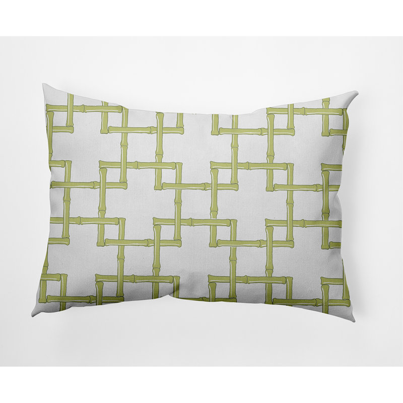 Botanical Blooms Geometric Reversible Throw Pillow, Green